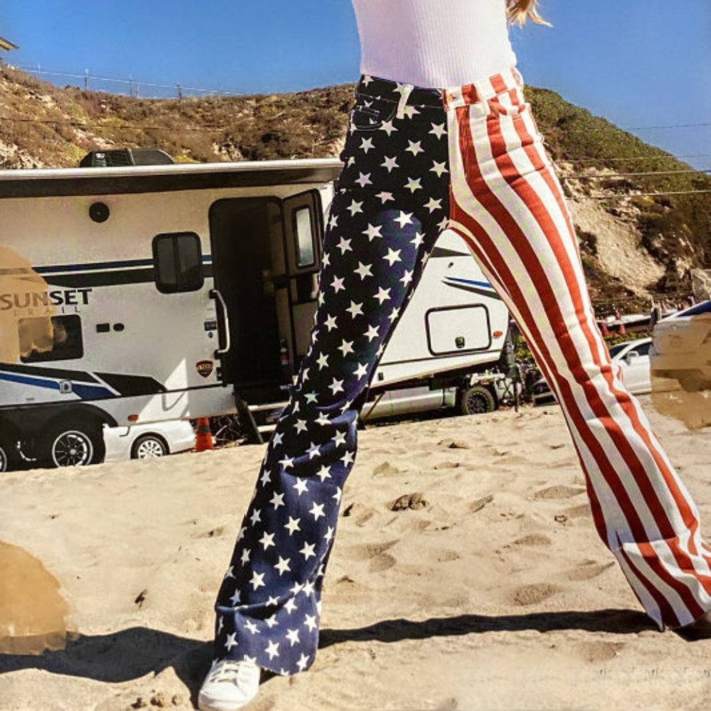 American Flag Print Flare Jeans by Judy Blue